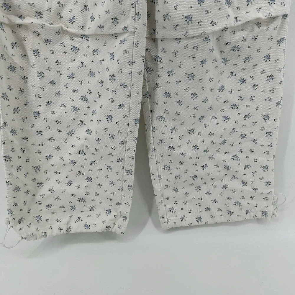 Loveriche New In Women M Floral Parachute Pants Wide Leg Drawstring Hem Boho NWT
